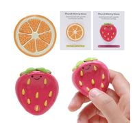 Worry Stone for Anxiety, Handmade Polymer Clay Thumb Worry Stone 2pcs Adorable Animal and Fruit Shapes Thumb Pocket Stone for Relief Meditation Anxiety (Lemon Slice and Strawberry, 2)