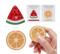 Worry Stone for Anxiety, Handmade Polymer Clay Thumb Worry Stone 2pcs Adorable Animal and Fruit Shapes Thumb Pocket Stone for Relief Meditation Anxiety (Watermelon and Lemon Slice, 2)