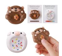Worry Stone for Anxiety, Handmade Polymer Clay Thumb Worry Stone 2pcs Adorable Animal and Fruit Shapes Thumb Pocket Stone for Relief Meditation Anxiety (Seal and Rainbow Pig, 2)