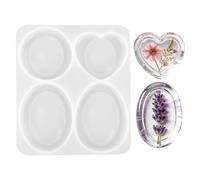 Worry Stone Resin Silicone Mold, Thumb Worry Stone Resin Mold Epoxy Casting Mould with 4 Shaped Cavity for Flower Preservation Meditation Calming Down Emotion Management