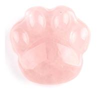 Worry Stones for Anxiety, Cute Cat Paw Rose Quartz Crystals Semi-Precious Crystal Decor for Home Office Desktop, Rose