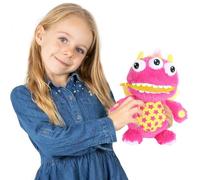 Worry Yummy Children's Monster Soft Toy - Pink 'Luna' - 28cm (11") Colourful Soft Cuddly Toy For Kids - Childs Boys & Girls Anxiety, Stress & Fear Reducing Sleep Companion