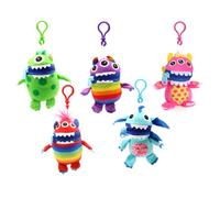 Worry Yummy Monsters 5 Pack Clip On Keyrings Furry Planet Toys Multi 5 Pack