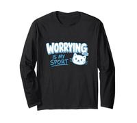 Worrying is My Sport Funny Cute Cat Anxiety Humor Long Sleeve T-Shirt