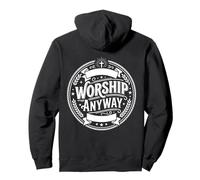 Worship Anyway Vintage Emblem Cross Faith Pullover Hoodie