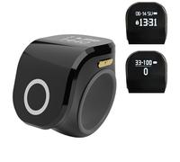 Worship Punch Counter Ring, Tally Clicker for Muslim Islamic Prayer, OLED Screen, Time and Date Digital Display, Vibration Reminder Alarm Clock, Arenumn, Round, Knitting (Black)