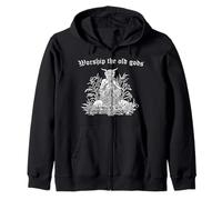 Worship the Old Gods Satyr Paganism Horned God Cernunnos Zip Hoodie