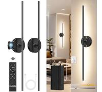Worshow 2 Pack 80cm USB Rechargeable Wall Sconce Lights, Battery Operated Wall Lights, 3 Color Temperature Wall Lamps with Remote Control, 350° Rotation Dimmable Touch for Living Room Bedroom Hallway