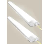 Worshow 2ft LED Batten Light 60cm Ceiling Fitting Tube Lights, 20W 2400LM 4500K Linkable Daylight, Hanging or Surface Mount Strip Light Fluorescent Lamp for Garage Office Workshop Bedroom Kitchen,2pcs