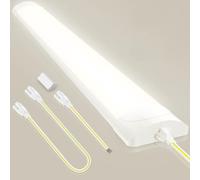 Worshow 3ft LED Batten Light, 30W 3600LM Ceiling Fitting Tube Lights, 4500K Linkable Daylight - Hanging or Surface Mount Strip Light, Fluorescent for Garage Office Workshop Bedroom Kitchen,Link Max 10