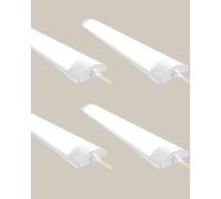 Worshow 4ft LED Batten Light 115cm Ceiling Fitting Tube Lights, 40W 4800LM 4500K Linkable Daylight - Hanging or Surface Mount Strip Light, Fluorescent for Garage Office Workshop Bedroom Kitchen,4pack