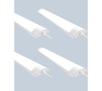 Worshow 4ft LED Batten Light 115cm Ceiling Fitting Tube Lights, 40W 4800LM 6500K Linkable Daylight - Hanging or Surface Mount Strip Light, Fluorescent for Garage Office Workshop Bedroom Kitchen,4pack
