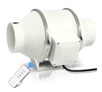 Worshow Inline Duct Fan 100mm 4” Bathroom Extractor Fans with Dual Speed Controller, 40W Inline Extractor Fan Efficient Quiet EC Motor, IP44 Ventilation Fan for Office Kitchen Grow Rooms Grow Tents