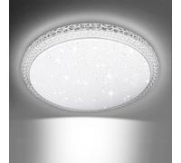 Worshow Modern 24W LED Ceiling Light, Round Starry Acrylic Shade, 160° Wide Beam, 1500LM, 6500K Cool White, for Living Room, Bedroom, Kitchen, Bathroom, Hallway, Office