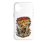 Worst Tuesday Ever! Dinosaurs Running From Asteroid Funny Case for iPhone 16 Plus
