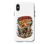 Worst Tuesday Ever! Dinosaurs Running From Asteroid Funny Case for iPhone X/XS