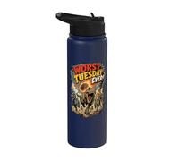 Worst Tuesday Ever! Dinosaurs Running from Asteroid Funny Stainless Steel Insulated Water Bottle