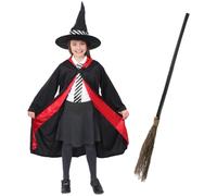 Worst Witch Costume with Broomstick I Love Fancy Dress Black Large