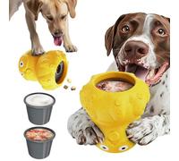 Wortade Interactive Dog Toys for Aggressive Chewers, Indestructible Dogs Toy to Keep Your Pup Busy, Treat Tumble Interactive Puzzle Ball Dog Toy for Small Medium Large Breed Dogs, Yellow