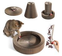 Wortade Reversible Magic Organ Cat Scratching Post, Foldable & Reversible Cat Scratcher for Indoor Cats, Cardboard Cat Scratcher, Interactive Kitten Toys Cat Enrichment for Indoor Cats