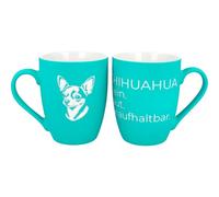 WORTGEFECHTE Softtouch Coffee Mug with Dog Breed & Characteristics, 350 ml, Velvety Silicone Surface, High Quality Coffee Mug, Gift for Dog Lovers (Turquoise, Chihuahua)