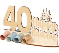 WORTGEFECHTE Wooden Money Gift for 40th Birthday, Gift Idea, Shopping Voucher, Gift Voucher Packaging, Wooden Gift for Money, Money Gift for Women and Men, Original Money Gifts (40)