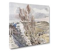 Worth Matravers in Dorset by Paul Nash Classic Painting Canvas Wall Art Print Ready to Hang, Framed Picture for Living Room Bedroom Home Office Décor, 14x14 Inch (35x35 cm)