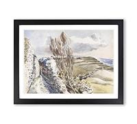 Worth Matravers In Dorset By Paul Nash Classic Painting Framed Wall Art Print, Ready to Hang Picture for Living Room Bedroom Home Office Décor, Black A3 (46 x 34 cm)