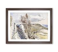Worth Matravers In Dorset By Paul Nash Classic Painting Framed Wall Art Print, Ready to Hang Picture for Living Room Bedroom Home Office Décor, Walnut A4 (34 x 25 cm)