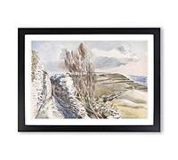Worth Matravers in Dorset by Paul Nash Framed Print | A2 Black Framed Wall Art | Ready to Hang | Modern Nature Picture | Living Room Bedroom Lounge Office