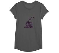 Worth More Than My Addiction Recovery Inspiration T-Shirt, Girls, Asphalt, Medium