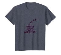 Worth More Than My Addiction Recovery Inspiration T-Shirt, Kids, Heather Blue, 4 Years