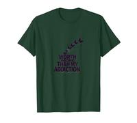 Worth More Than My Addiction Recovery Inspiration T-Shirt, Men, Dark Green, 3X-Large