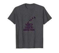 Worth More Than My Addiction Recovery Inspiration T-Shirt, Men, Dark Heather Grey, XXL