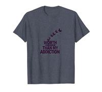 Worth More Than My Addiction Recovery Inspiration T-Shirt, Men, Heather Blue, 3XL