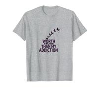 Worth More Than My Addiction Recovery Inspiration T-Shirt, Men, Heather Grey, 3XL