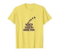 Worth More Than My Addiction Recovery Inspiration T-Shirt, Men, Lemon, S