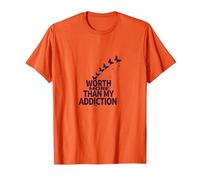 Worth More Than My Addiction Recovery Inspiration T-Shirt, Men, Orange, 3XL