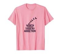Worth More Than My Addiction Recovery Inspiration T-Shirt, Men, Pink, S