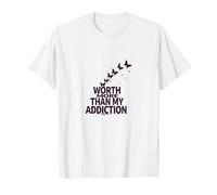 Worth More Than My Addiction Recovery Inspiration T-Shirt, Men, White, S