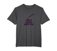 Worth More Than My Addiction Recovery Inspiration T-Shirt, Men's Big and Tall, Dark Heather Grey, 5X Tall