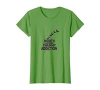 Worth More Than My Addiction Recovery Inspiration T-Shirt, Women, Grass, L