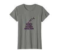 Worth More Than My Addiction Recovery Inspiration T-Shirt, Women, Olive Heather, M