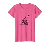 Worth More Than My Addiction Recovery Inspiration T-Shirt, Women, Pink Heather, Small