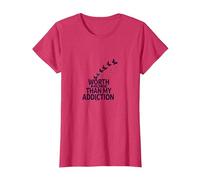 Worth More Than My Addiction Recovery Inspiration T-Shirt, Women, Red Heather, S