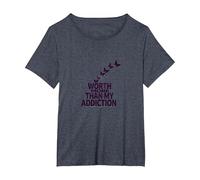 Worth More Than My Addiction Recovery Inspiration T-Shirt, Women's Plus, Heather Blue, 2X