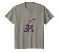 Worth More Than My Addiction Recovery Inspiration T-Shirt, Youth, Slate Grey, Small
