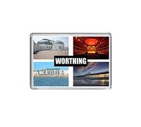 Worthing Fridge Magnet - 70 x 45mm, Souvenir, Keepsake, Acrylic with Magnetic Strip.