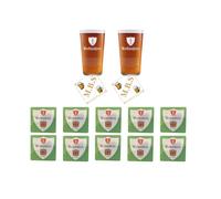 Worthington's Beer Glass Set with 2 Pint Glasses and 10 Beer Mats, Traditional Ale Glassware Collection