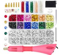 Worthofbest Bedazzler Kit with Rhinestones Hotfix Applicator Tool with 3400 Pcs Hot Fix Rhinestones for Bedazzling, Clothes, Clothing, Fabric, Hotfix Bedazzle Crystals Gems Pen and Iron on Diamonds